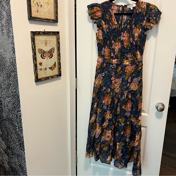 NWT Sea NY Ines Floral Navy Smock Midi Dress size 4 BRAND NEW - Picture 9 of 17